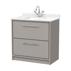[BFLL3235WS1] Balterley 800mm Floor Standing 2 Drawer Vanity with Marble Worktop Basin - Pebble Grey - Cutout