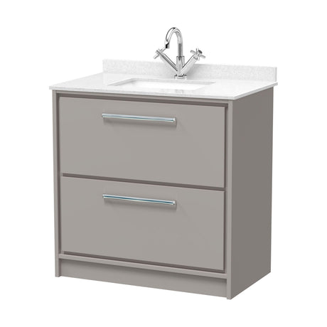 [BFLL3235WS1] Balterley 800mm Floor Standing 2 Drawer Vanity with Marble Worktop Basin - Pebble Grey - Cutout