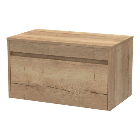 [BFLW1896W] Swainsley Contemporary Wall Hung 1 Drawer Vanity Unit with Laminate Worktop - Choice of Size and Colour - Cutout