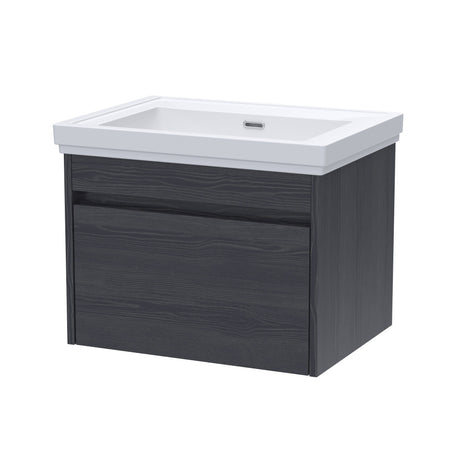 [BFLW2294H] Swainsley Contemporary Wall Hung 1 Drawer Vanity Unit with Traditional 0 Tap Hole Fireclay Basin - Choice of Size and Colour - Cutout