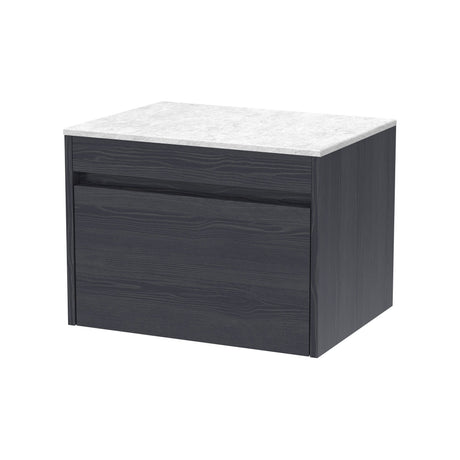 [BFLW2294WMT] Swainsley Contemporary Wall Hung 1 Drawer Vanity Unit with White Marble Top - Choice of Size and Colour - Cutout