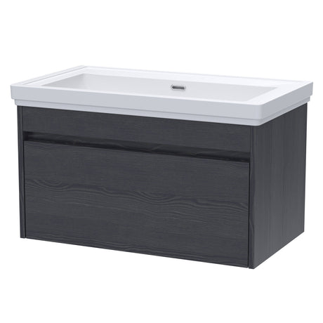 [BFLW2296H] Swainsley Contemporary Wall Hung 1 Drawer Vanity Unit with Traditional 0 Tap Hole Fireclay Basin - Choice of Size and Colour - Cutout