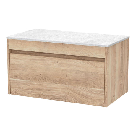 [BFLW3096WMT] Swainsley Contemporary Wall Hung 1 Drawer Vanity Unit with White Marble Top - Choice of Size and Colour - Cutout
