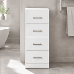 [BFOR133] Slimline 4 Drawer Unit - 300mm - Gloss White - Lifestyle 2