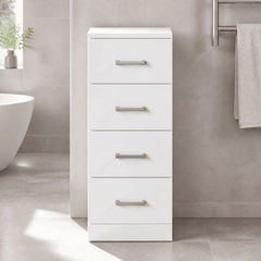 [BFOR134] Floor Standing 4 Drawer Bathroom Unit - 300mm - Gloss White - Lifestyle 2
