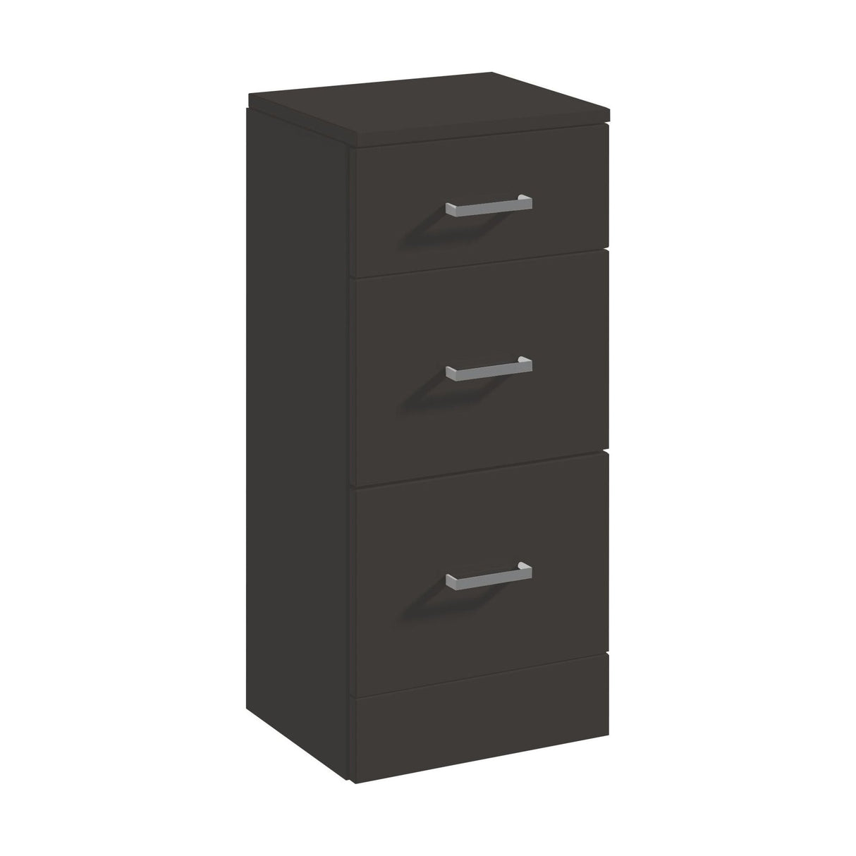 [BFOR1435] Hamstall Modern Bathroom Floor Standing 3 Drawer Unit – 350 x 300mm, Dark Grey - Cutout