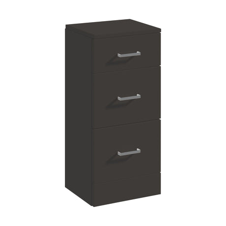 [BFOR1435] Hamstall Modern Bathroom Floor Standing 3 Drawer Unit – 350 x 300mm, Dark Grey - Cutout