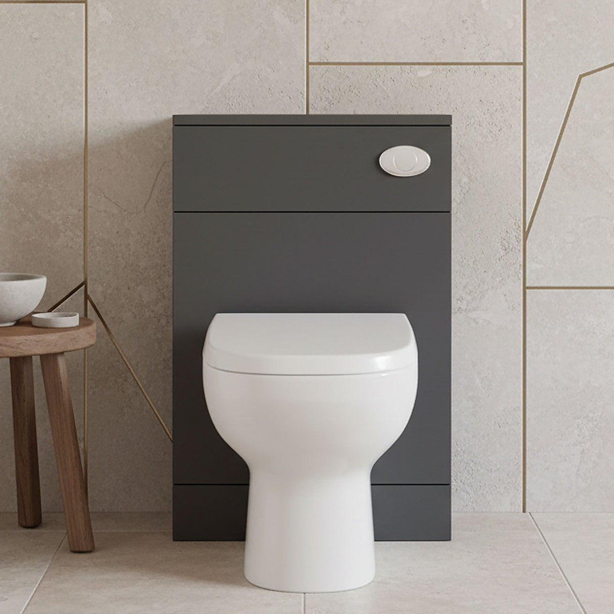 [BFOR1441] Modern Bathroom Floor Standing WC Unit – 500 x 300mm, Dark Grey - Silo