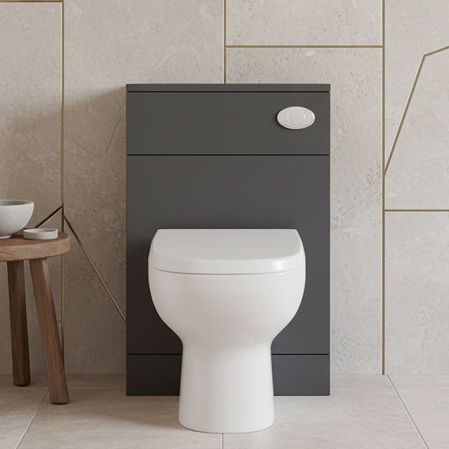 [BFOR1441] Modern Bathroom Floor Standing WC Unit – 500 x 300mm, Dark Grey - Silo