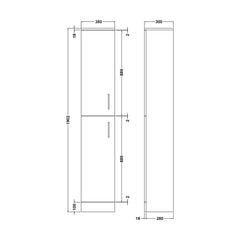 [BFOR1461] Hamstall Modern Bathroom Tall 2-Door Storage Unit – 350 x 300mm, Dark Grey - Technical Drawing