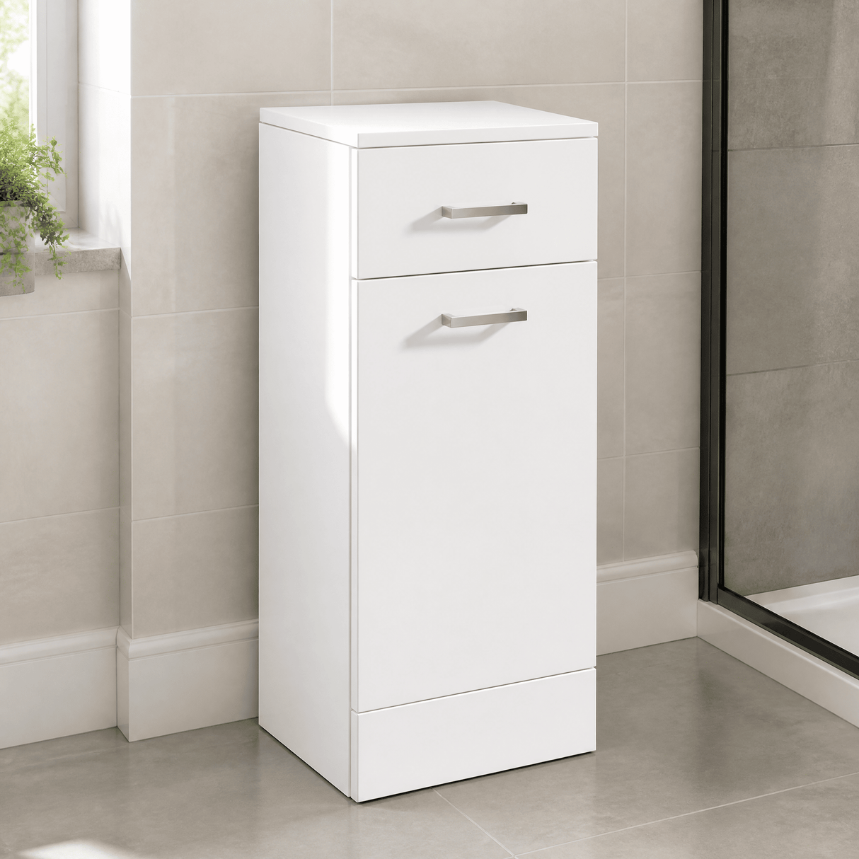 [BFOR153] Hamstall Floor Standing Bathroom Laundry Basket, 350mm, Gloss White, Choice of Size
