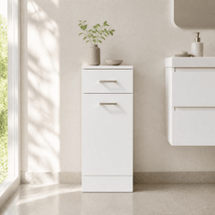[BFOR153] Hamstall Floor Standing Bathroom Laundry Basket, 350mm, Gloss White, Choice of Size - Silo