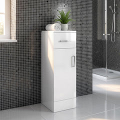 [BFOR171] Hamstall Floor Standing Bathroom Cupboard, 250mm, Gloss White, Choice of Size