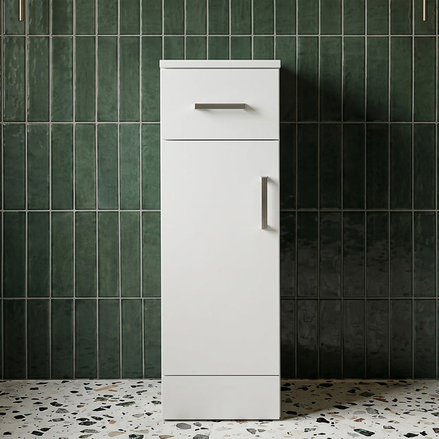 [BFOR171] Slimline Floor Standing Bathroom Cupboard - 250mm - Gloss White - Silo