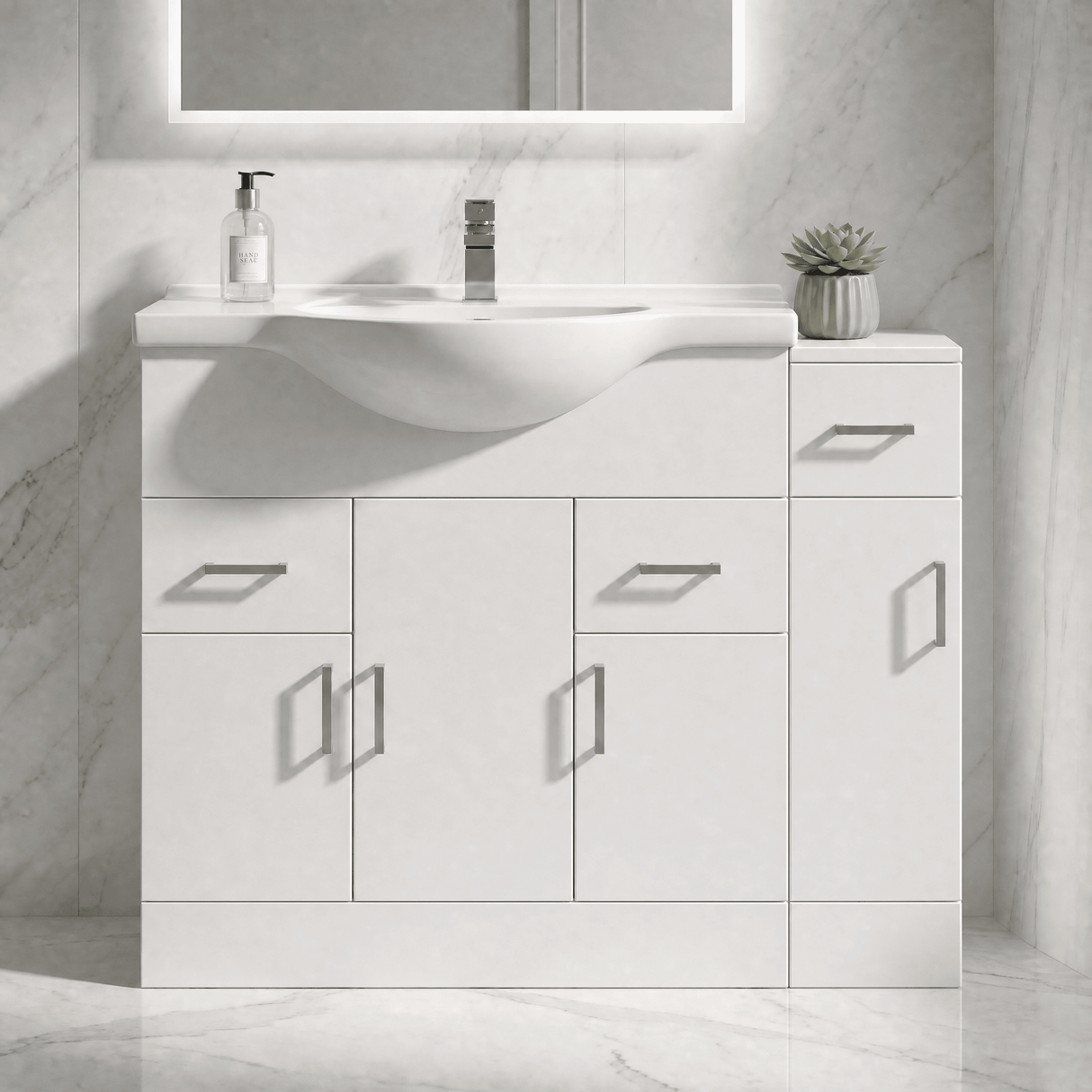 [BFOR172] Hamstall Floor Standing Bathroom Cupboard, 250mm, Gloss White, Choice of Size
