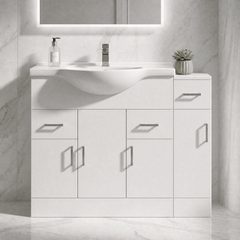 [BFOR172] Hamstall Floor Standing Bathroom Cupboard, 250mm, Gloss White, Choice of Size
