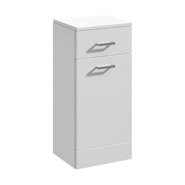 [BFOR472] Orbit Floor Standing Bathroom Square 1 Door 1 Drawer Cupboard - Gloss Grey Mist - 250mm - Balterley - Cutout