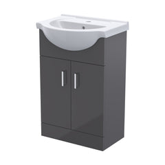 [BFOR9550] Orbit Floor Standing 2 Door Vanity Basin Unit - Gloss Grey - 550mm - Balterley - Cutout