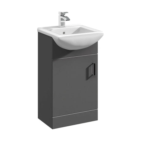 Hamstall Dark Grey Floor Standing Vanity Unit with Basin - Soft Close Doors, Choice of Size & Basin Style