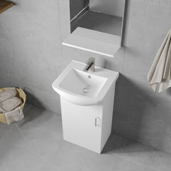 [BFORM450] 1 Door Vanity Basin Unit with Square Basin - 450mm - Gloss White - Lifestyle 2