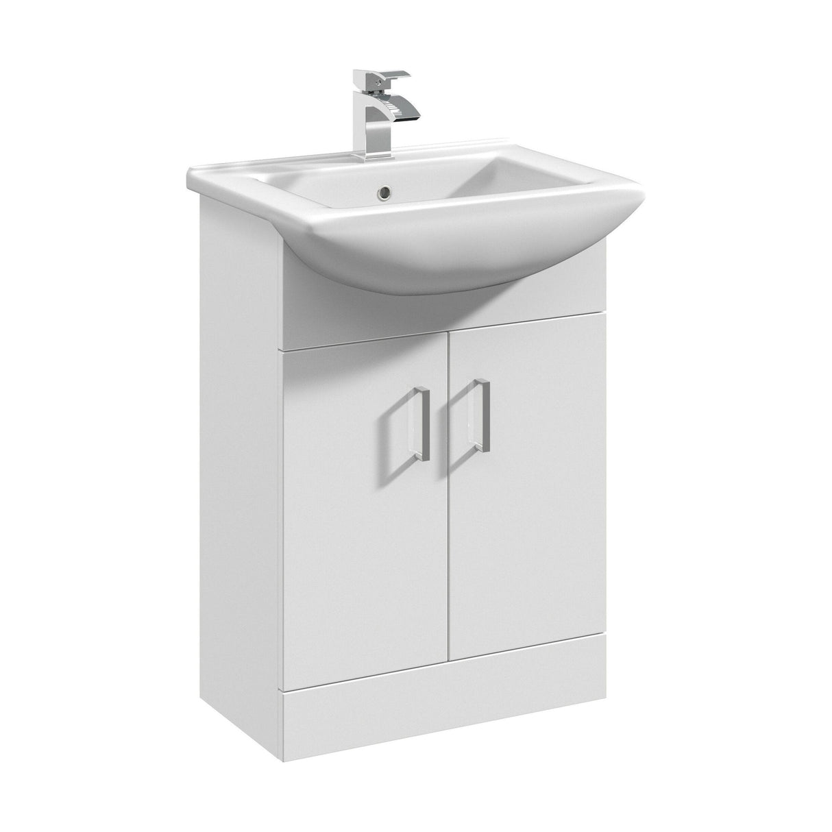 [BFORM550] Hamstall Contemporary Floor Standing Vanity Basin Unit with Square Basin, Gloss White, Choice of Size - Cutout