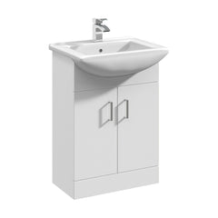 [BFORM550] Hamstall Contemporary Floor Standing Vanity Basin Unit with Square Basin, Gloss White, Choice of Size - Cutout