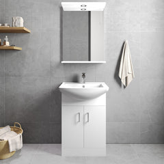 [BFORM550] Hamstall Contemporary Floor Standing Vanity Basin Unit with Square Basin, Gloss White, Choice of Size