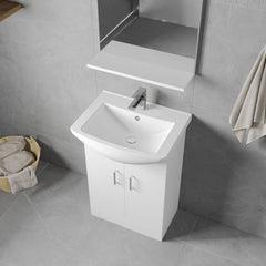 [BFORM550] Hamstall Contemporary Floor Standing Vanity Basin Unit with Square Basin, Gloss White, Choice of Size