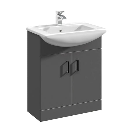 Hamstall Dark Grey Floor Standing Vanity Unit with Basin - Soft Close Doors, Choice of Size & Basin Style