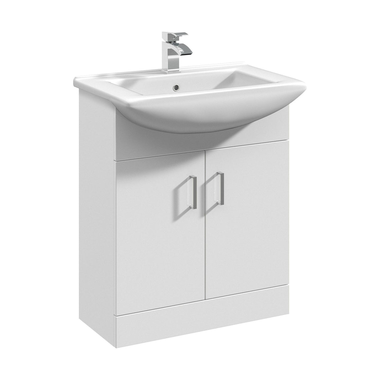 [BFORM650] Hamstall Contemporary Floor Standing Vanity Basin Unit with Square Basin, Gloss White, Choice of Size - Cutout