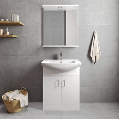 [BFORM650] Hamstall Contemporary Floor Standing Vanity Basin Unit with Square Basin, Gloss White, Choice of Size