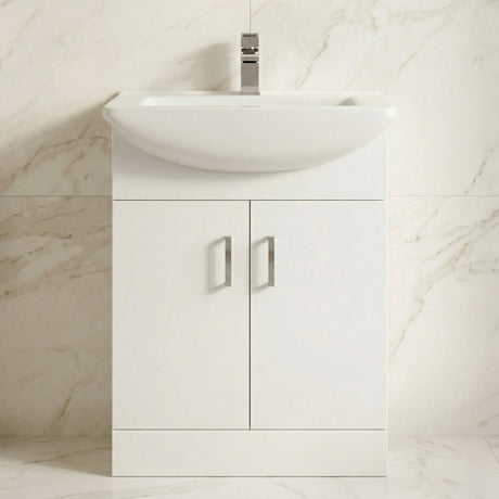 [BFORM650] Hamstall Contemporary Floor Standing Vanity Basin Unit with Square Basin, Gloss White, Choice of Size - Silo