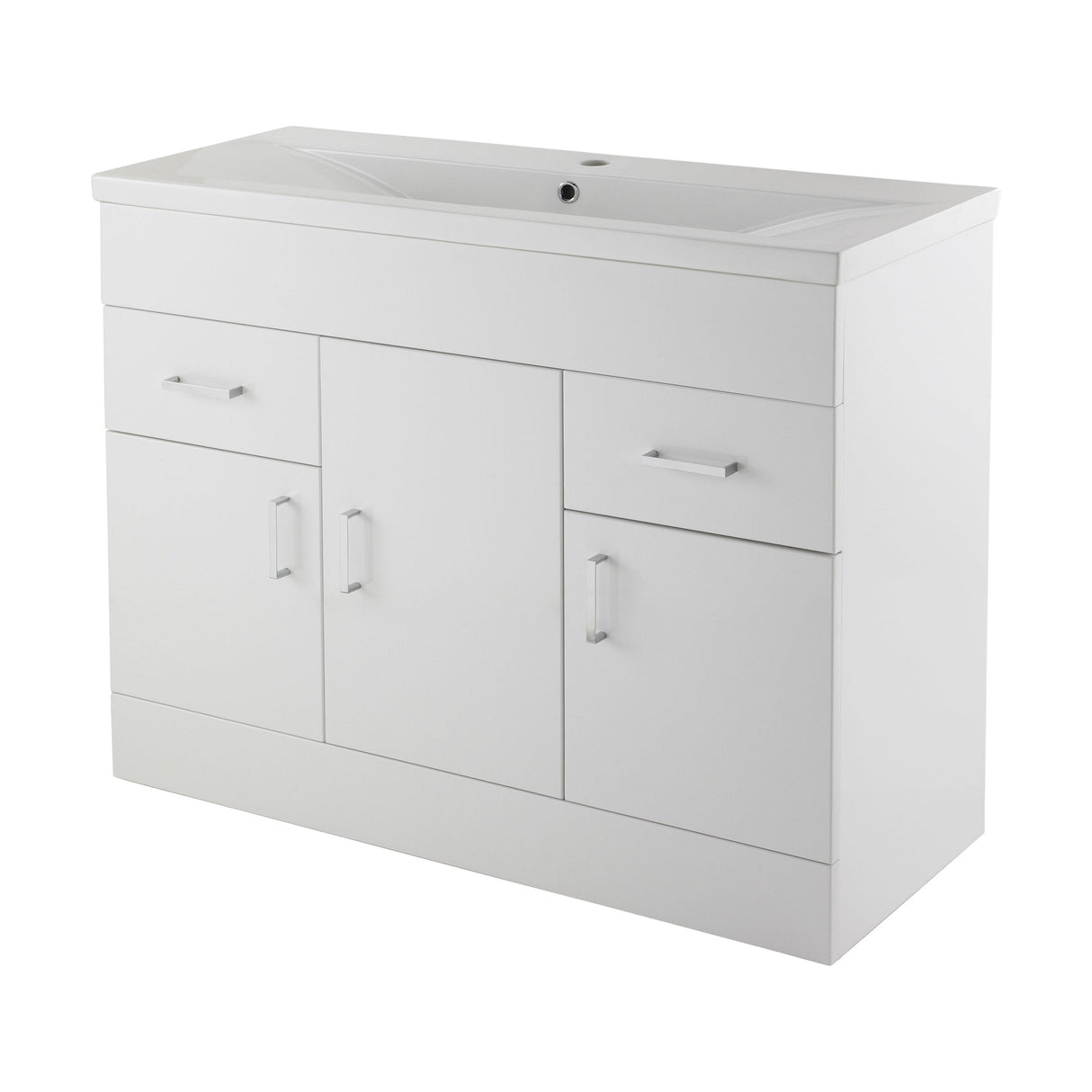 [BFORW1000M] Charnes Contemporary Minimalist Floor Standing Vanity Basin Unit, Gloss White, Choice of Size and Basin Option - Cutout