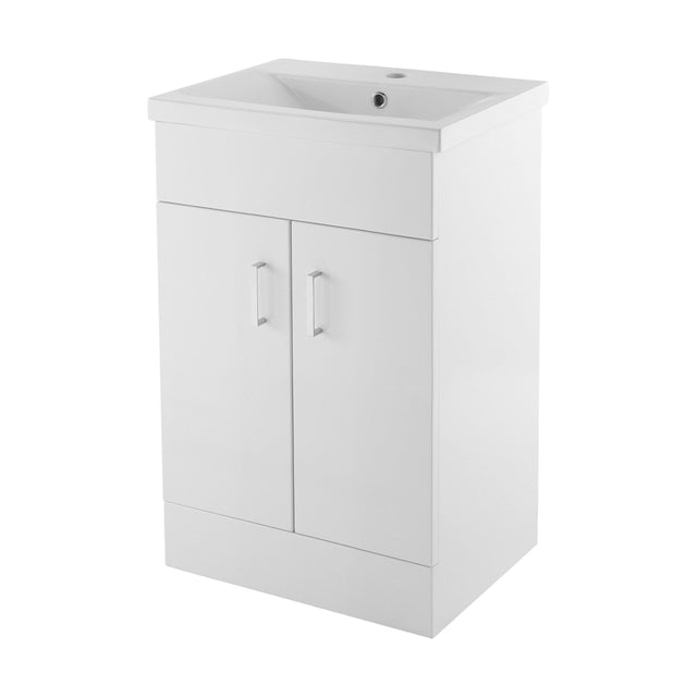 [BFORW500E] Balterley 500mm 2 Door Gloss White Floor Standing Cabinet With Basin - Cutout