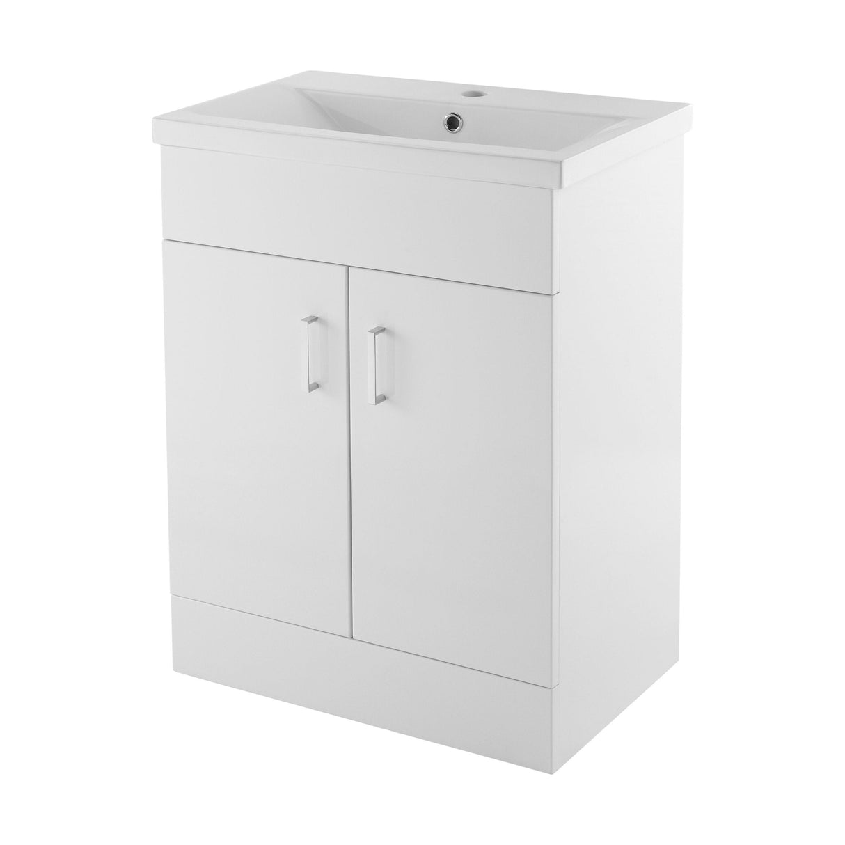 [BFORW600E] Charnes Contemporary Minimalist Floor Standing Vanity Basin Unit, Gloss White, Choice of Size and Basin Option - Cutout