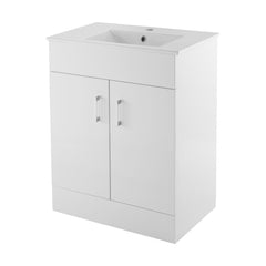[BFORW600M] Charnes Contemporary Minimalist Floor Standing Vanity Basin Unit, Gloss White, Choice of Size and Basin Option - Cutout