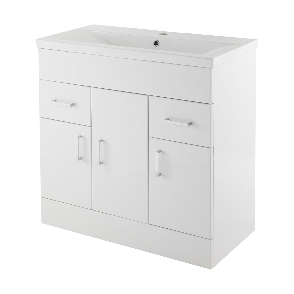 [BFORW800M] Charnes Contemporary Minimalist Floor Standing Vanity Basin Unit, Gloss White, Choice of Size and Basin Option - Cutout
