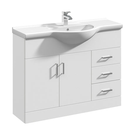 [BFORY1050] Hamstall Contemporary Floor Standing Vanity Unit with Round Ceramic Basin – Gloss White, Choice of Doors, Drawers & Sizes - Cutout