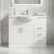 [BFORY1050] Hamstall Contemporary Floor Standing Vanity Unit with Round Ceramic Basin – Gloss White, Choice of Doors, Drawers & Sizes - Silo