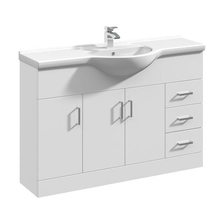 [BFORY1200] Hamstall Contemporary Floor Standing Vanity Unit with Round Ceramic Basin – Gloss White, Choice of Doors, Drawers & Sizes - Cutout