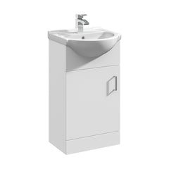 [BFORY450] Hamstall Contemporary Floor Standing Vanity Unit with Round Ceramic Basin – Gloss White, Choice of Doors, Drawers & Sizes - Cutout