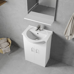 [BFORY550] Hamstall Contemporary Floor Standing Vanity Unit with Round Ceramic Basin – Gloss White, Choice of Doors, Drawers & Sizes - Lifestyle 2