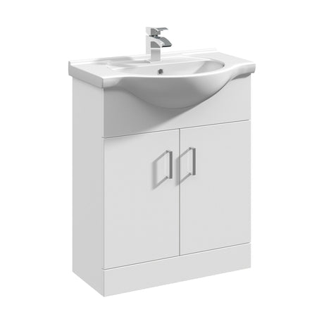 [BFORY650] Hamstall Contemporary Floor Standing Vanity Unit with Round Ceramic Basin – Gloss White, Choice of Doors, Drawers & Sizes - Cutout
