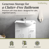 Contemporary Floor Standing Vanity Unit with Round Ceramic Basin – Gloss White, Choice of Doors, Drawers & Sizes