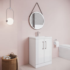 [BFPF125A] Belvide Partial Fluted 2 Door Floor Standing Vanity Unit with Mid-Edge 1 Tap Hole Ceramic Basin - Lifestyle 3