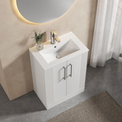 [BFPF125B] Belvide Retro Partial Fluted 2 Door Floor Standing Vanity Basin Unit with Minimalist Basin, Choice of Size and Colour - Lifestyle 2