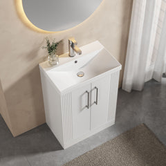 [BFPF125D] Belvide Retro Partial Fluted 2 Door Floor Standing Vanity Basin Unit with Thin-Edge Basin, Choice of Size and Colour - Lifestyle 2