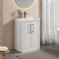 [BFPF125D] Belvide Retro Partial Fluted 2 Door Floor Standing Vanity Basin Unit with Thin-Edge Basin, Choice of Size and Colour - Lifestyle 3