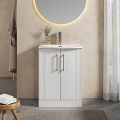 [BFPF125G] Belvide Retro Partial Fluted 2 Door Floor Standing Vanity Basin Unit with Curved Basin, Choice of Size and Colour - Lifestyle 1
