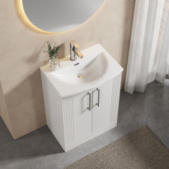 [BFPF125G] Belvide Retro Partial Fluted 2 Door Floor Standing Vanity Basin Unit with Curved Basin, Choice of Size and Colour - Lifestyle 2